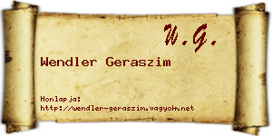 Wendler Geraszim névjegykártya